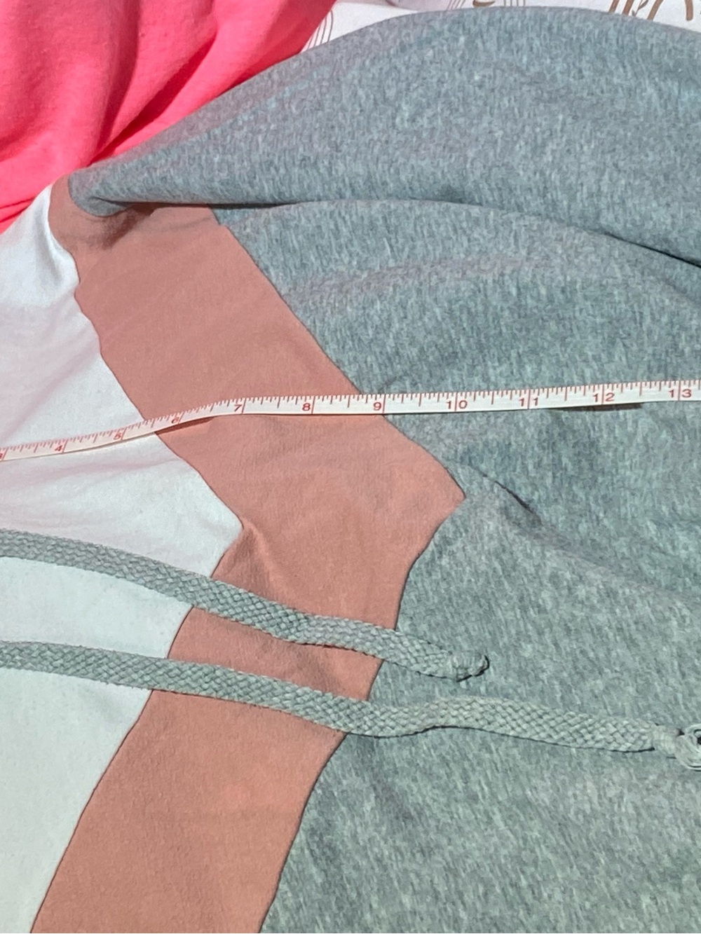 Women’s Gray Pullover Hoodie with Pink & White Chevron Accent - Picture 11 of 12